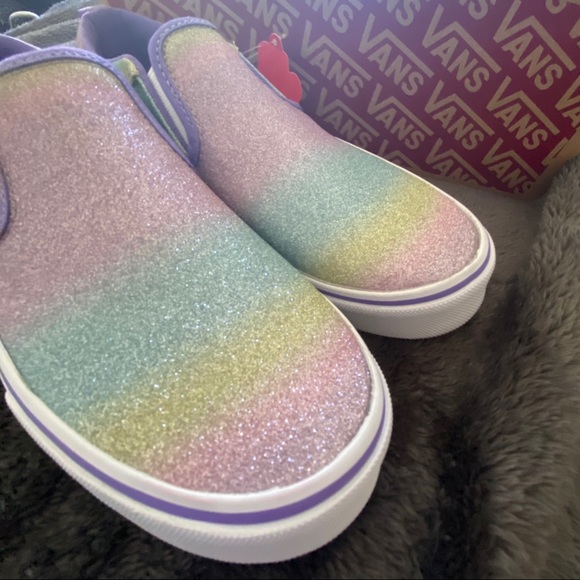Rainbow Glitter Asher Vans Youth 6 NIB - Picture 3 of 5